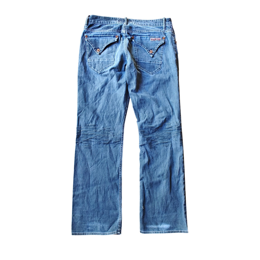 Womens 34 Light Wash Button Fly Flap Pocket Jeans