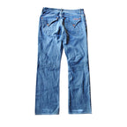 Womens 34 Light Wash Button Fly Flap Pocket Jeans