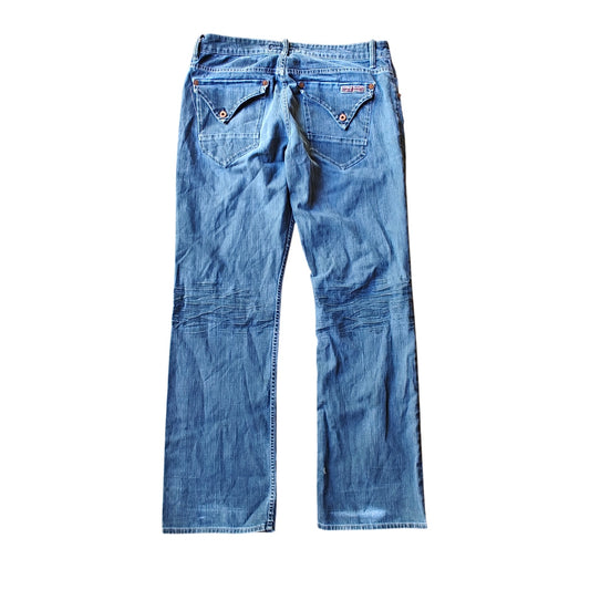 Womens 34 Light Wash Button Fly Flap Pocket Jeans