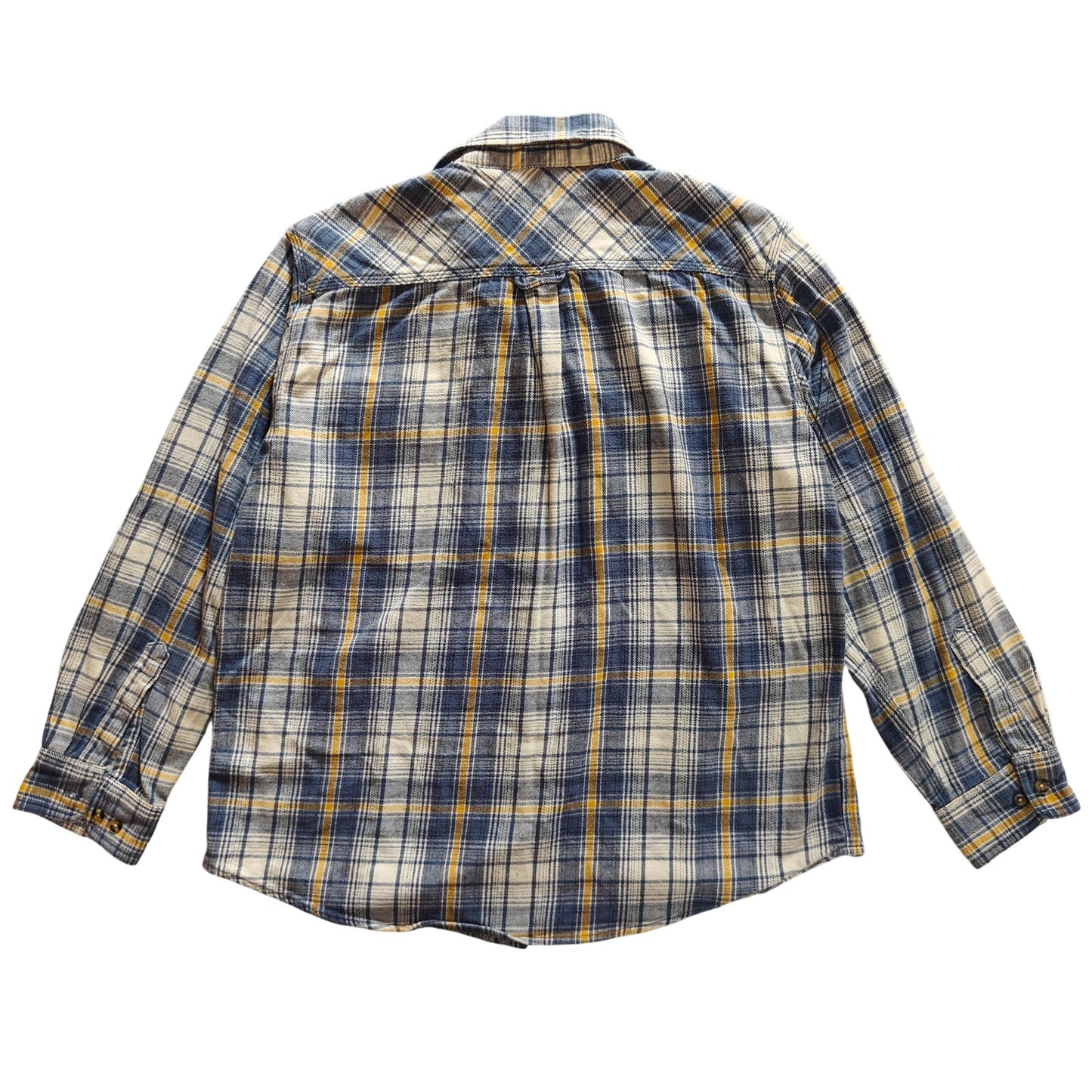 Workwear Blue and Yellow Plaid Flannel Shirt