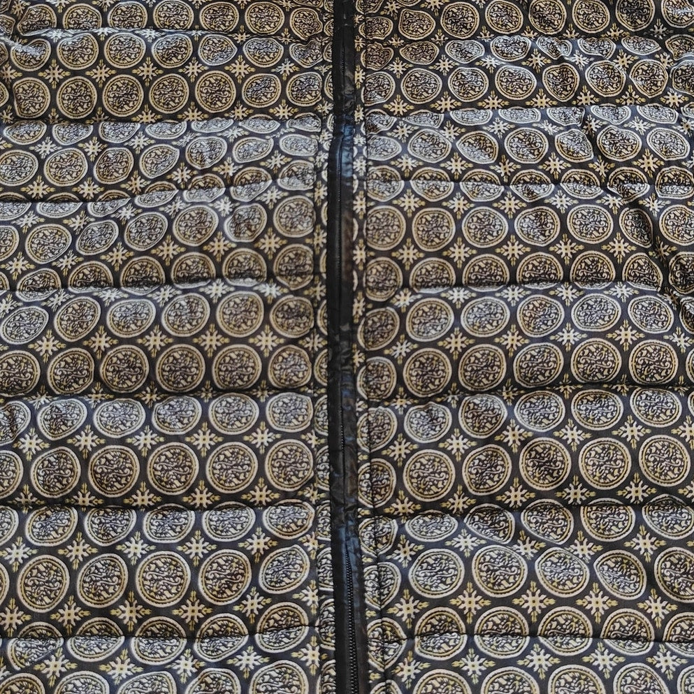 Gray Quilted Geometric Pattern Puffer Vest
