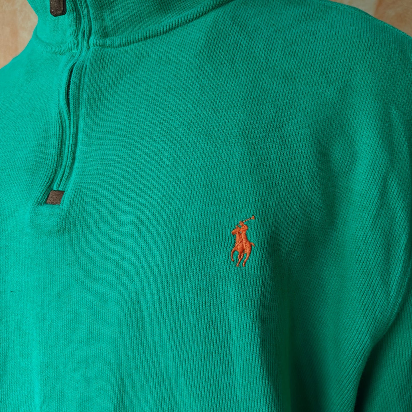 Green Quarter Zip Cotton Sweater