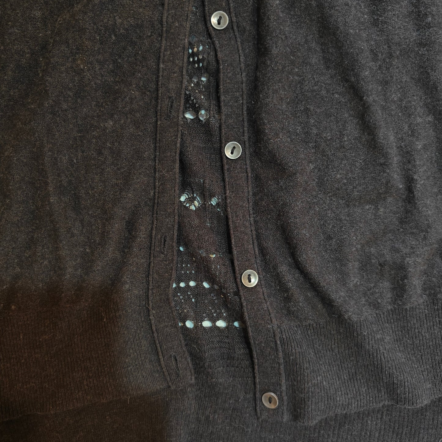 Charcoal Cardigan with Embroidered Sheer Back