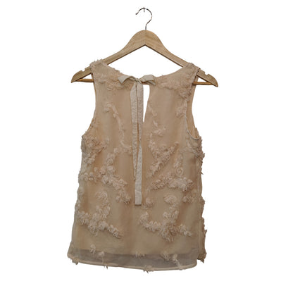 Cream Textured Sleeveless Blouse