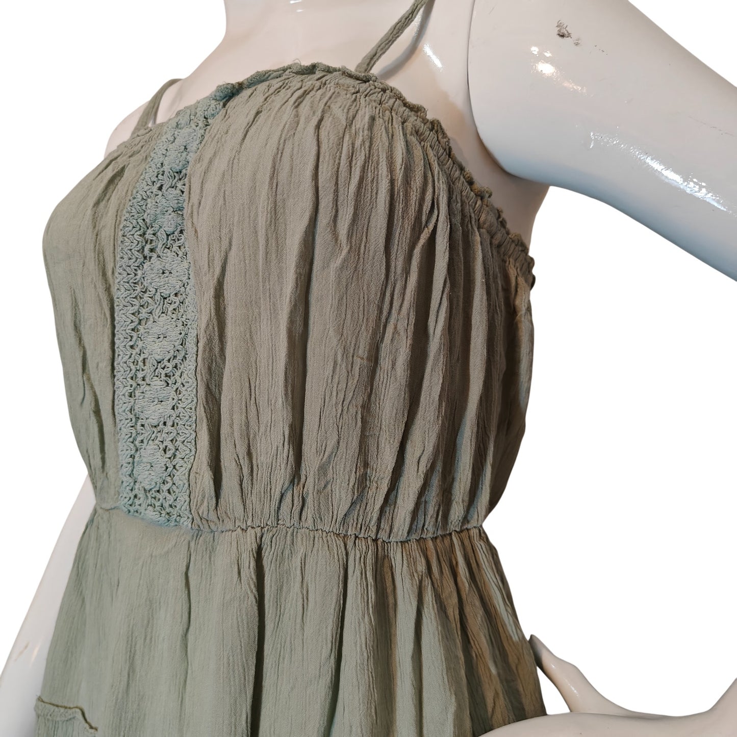 Sage Green Boho Babydoll Dress