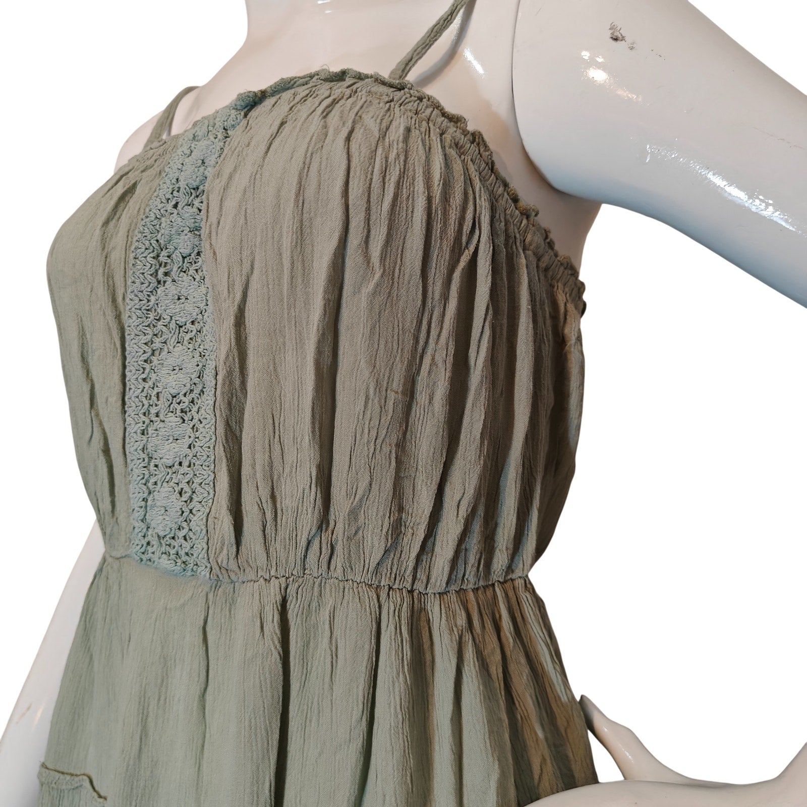 Sage Green Boho Babydoll Dress