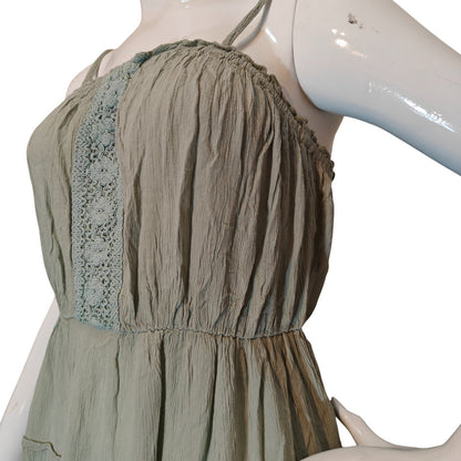 Sage Green Boho Babydoll Dress