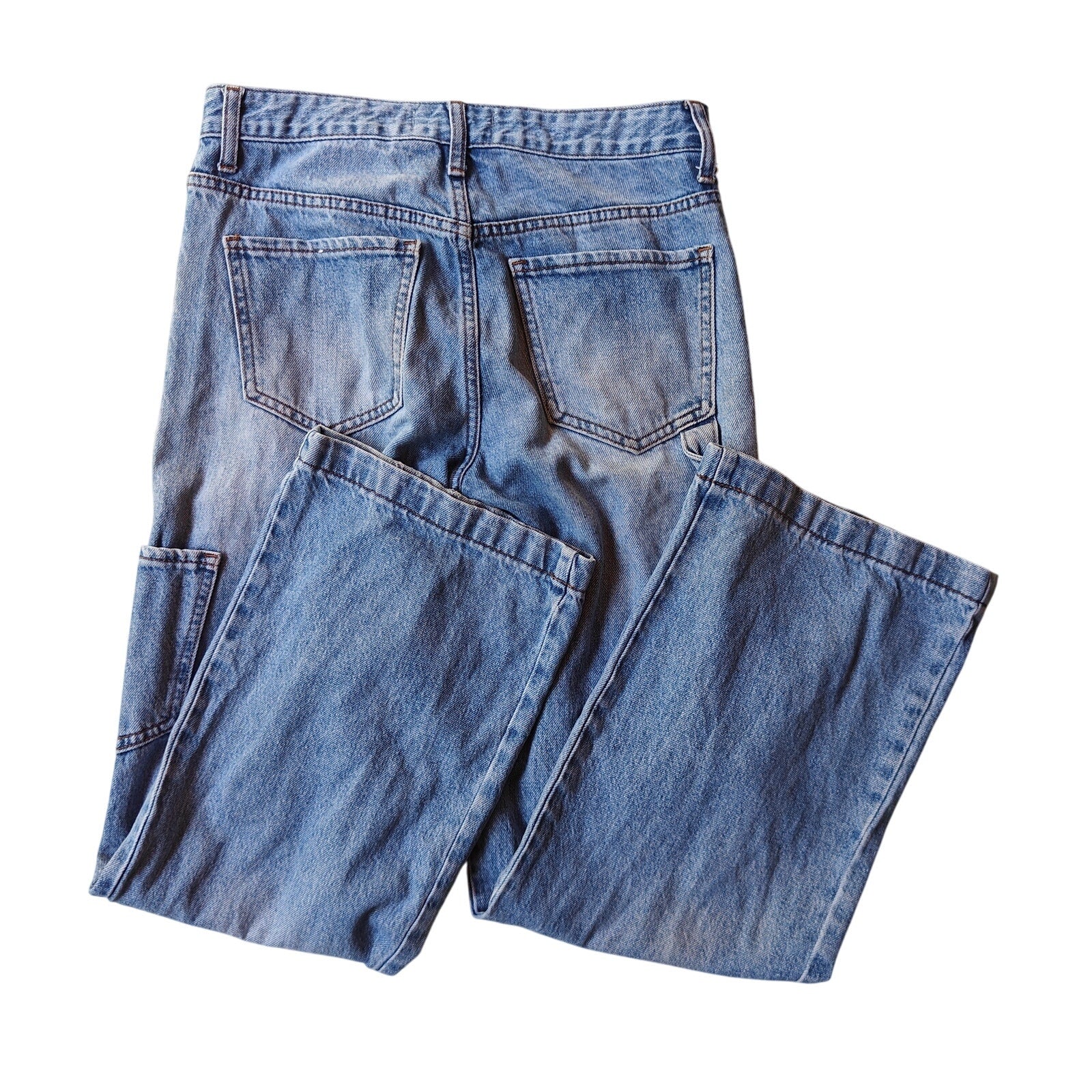Light Wash Carpenter Jeans With Cargo Pockets