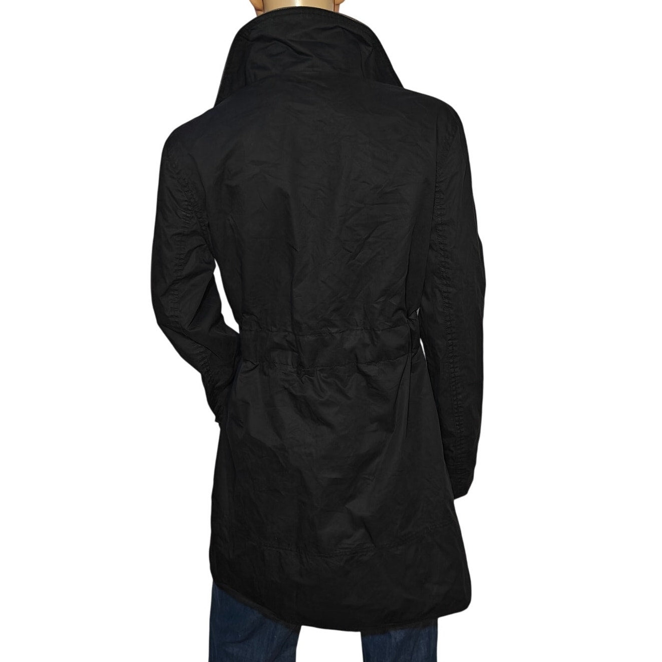 Black/Gray Reversible Belted Raincoat