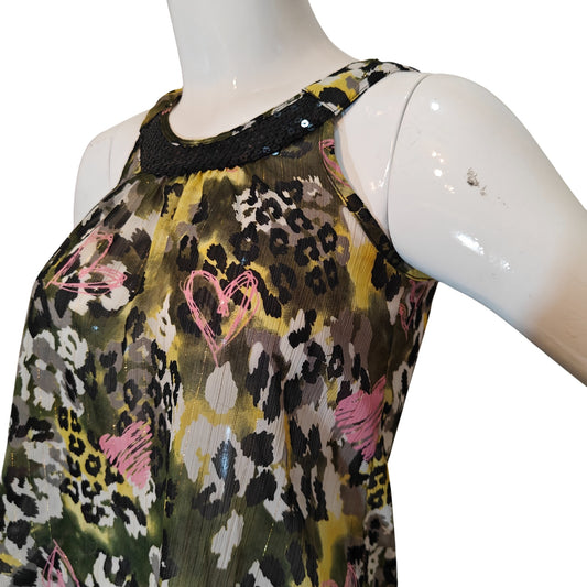 Leopard Print Sequin Halter Tank