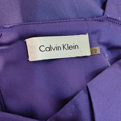 Purple Sheath Dress With Pleated Bodice