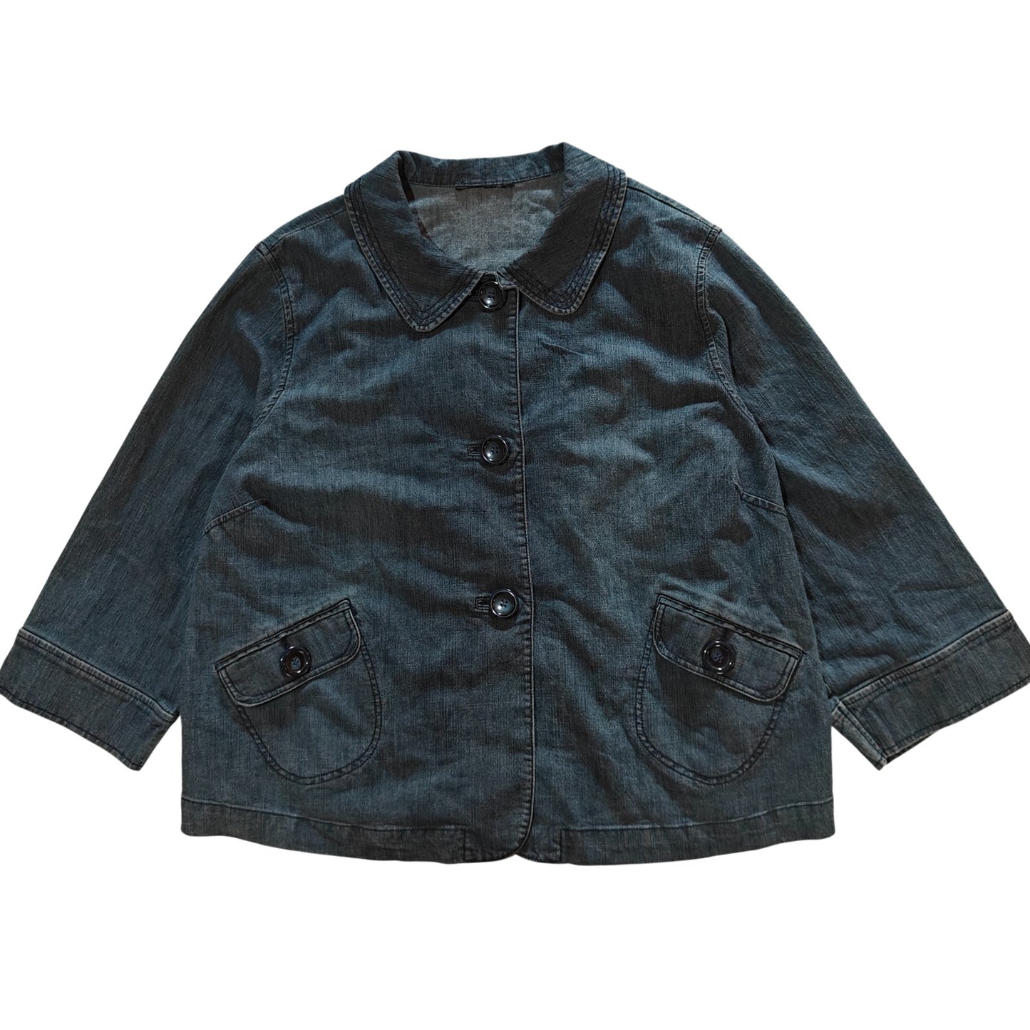 Denim Button Front Cropped Jacket