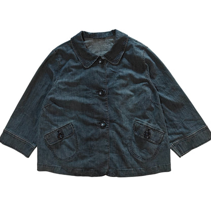 Denim Button Front Cropped Jacket