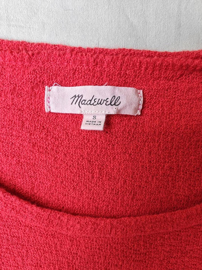 Red Knit Short Sleeve Top
