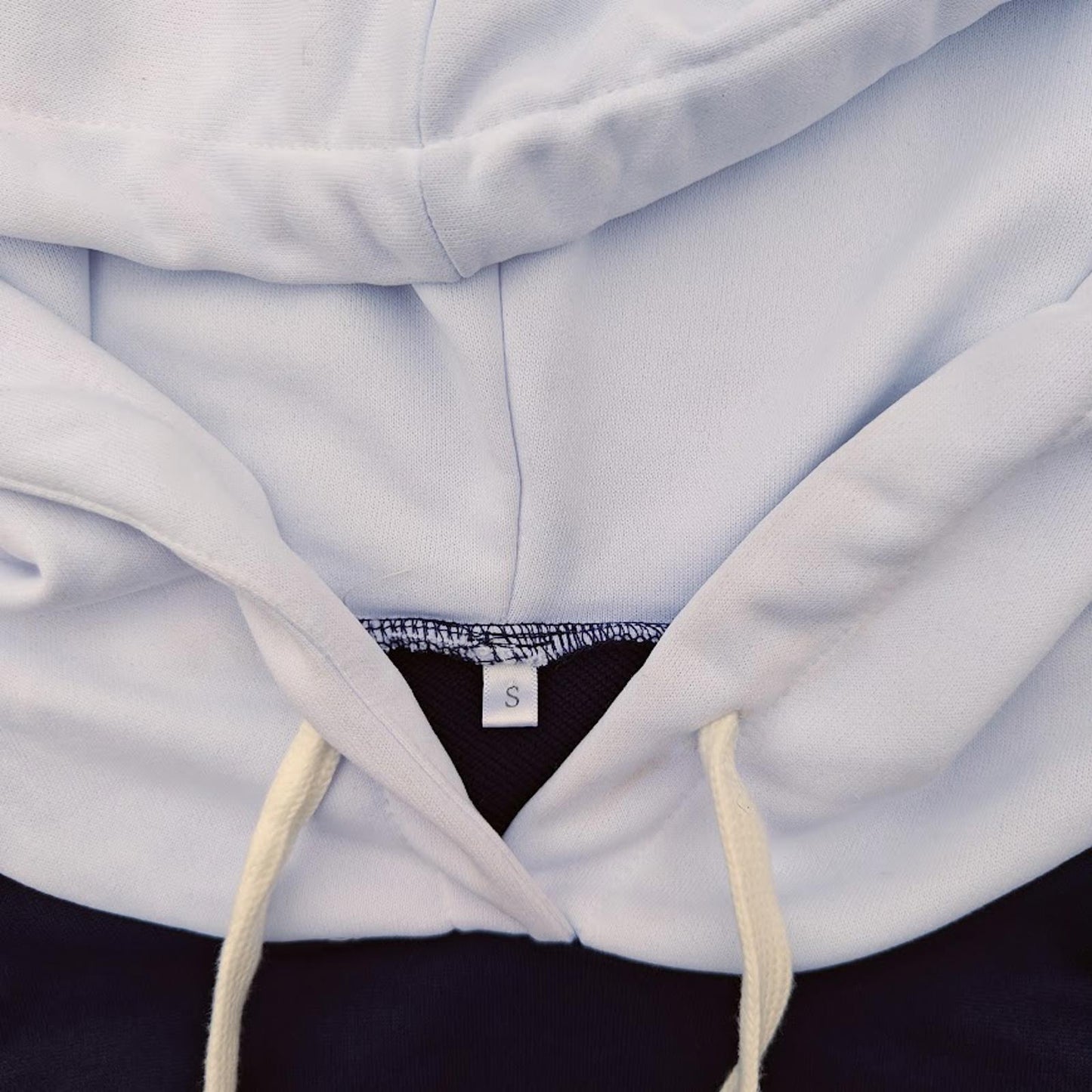Navy Blue & White Striped Hoodie