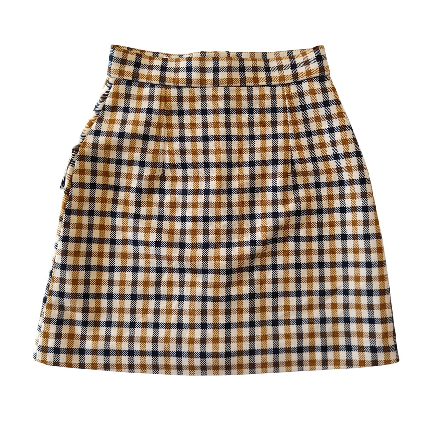 Brown Plaid Button Front Mini Skirt