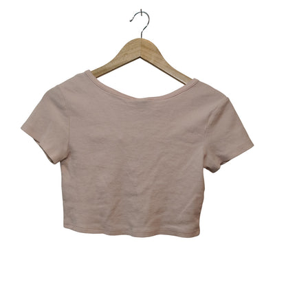 Pink Daisy Ribbed Crop Top