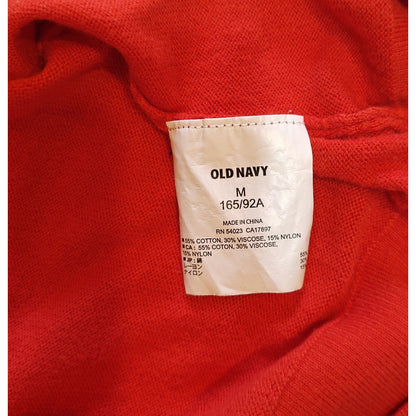 Red Button Front Crewneck Cardigan