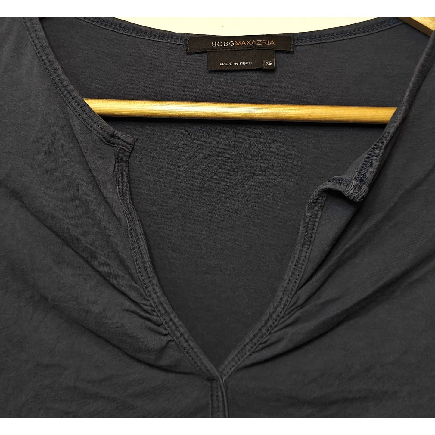 Blue Gray Long Sleeve V Neck Top