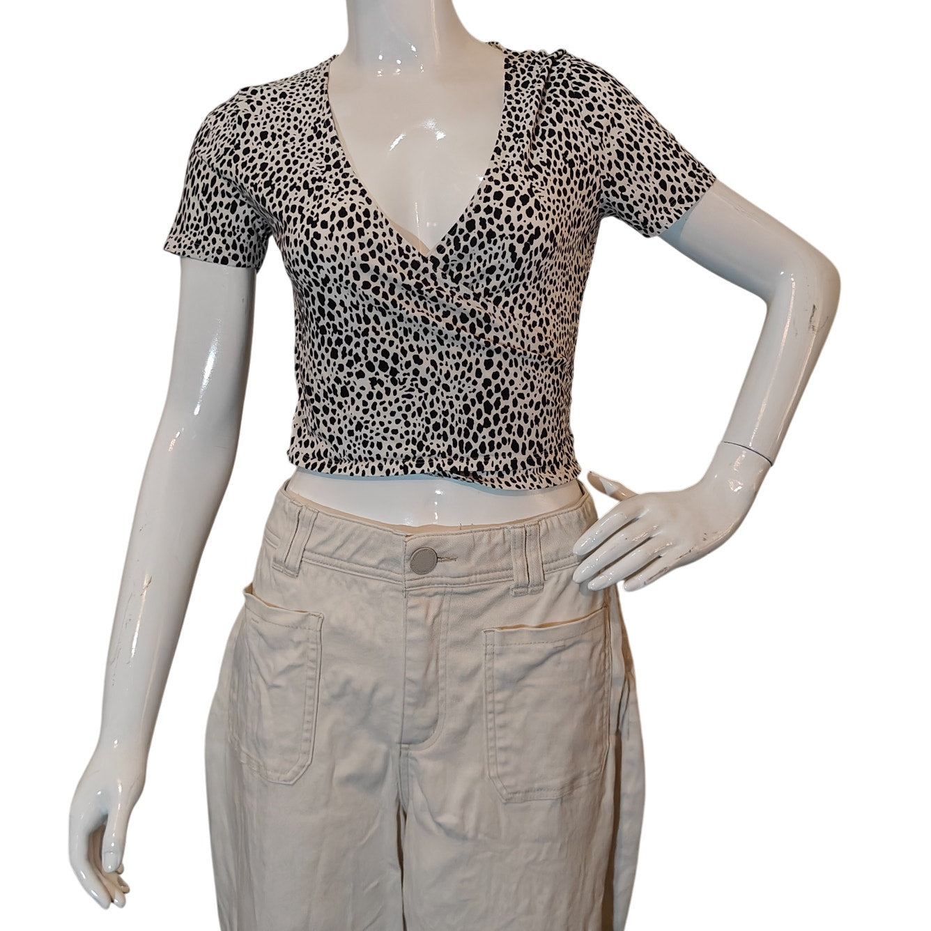 Leopard Print Wrap Crop Top