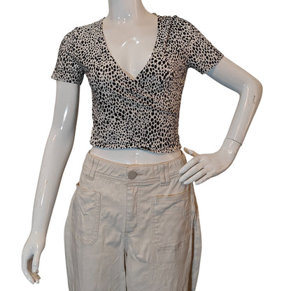 Leopard Print Wrap Crop Top