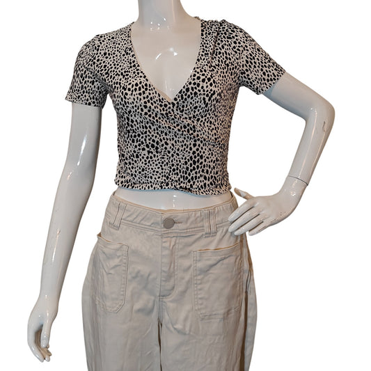 Leopard Print Wrap Crop Top