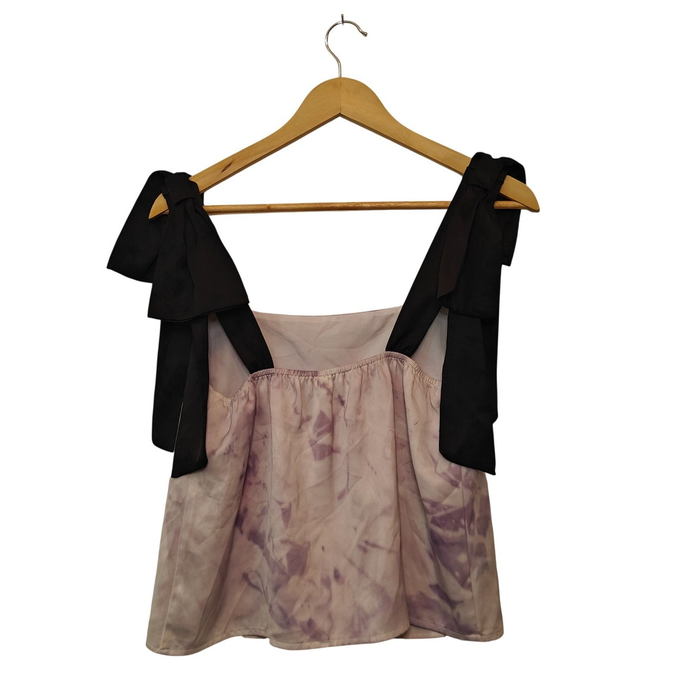 Pink Tie-Dye Bow Strap Tank Top