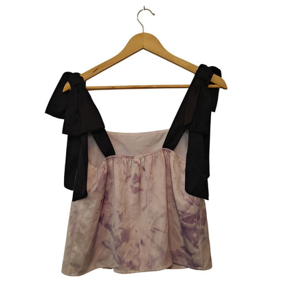 Pink Tie-Dye Bow Strap Tank Top