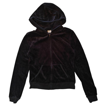 Black Velour Zip Hoodie