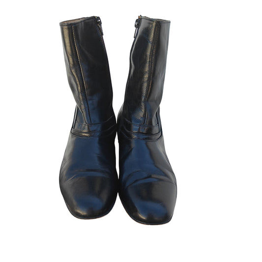 Black Leather Ankle Boots