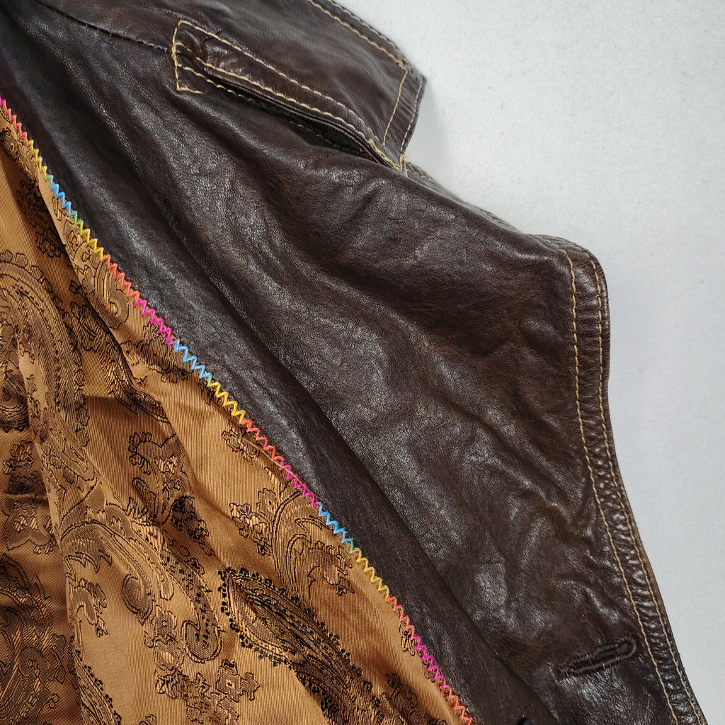 Danier Distressed Brown Leather Military Jacket