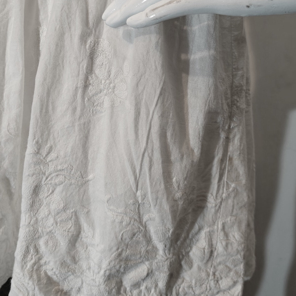 Cream Embroidered Babydoll Mini Dress