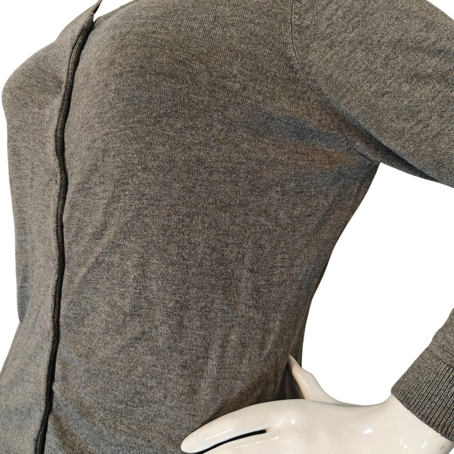 Gray Open Front Knit Cardigan