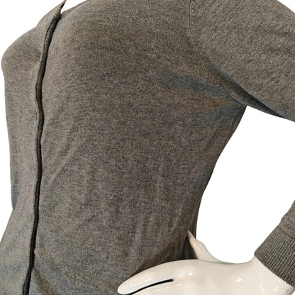 Gray Open Front Knit Cardigan