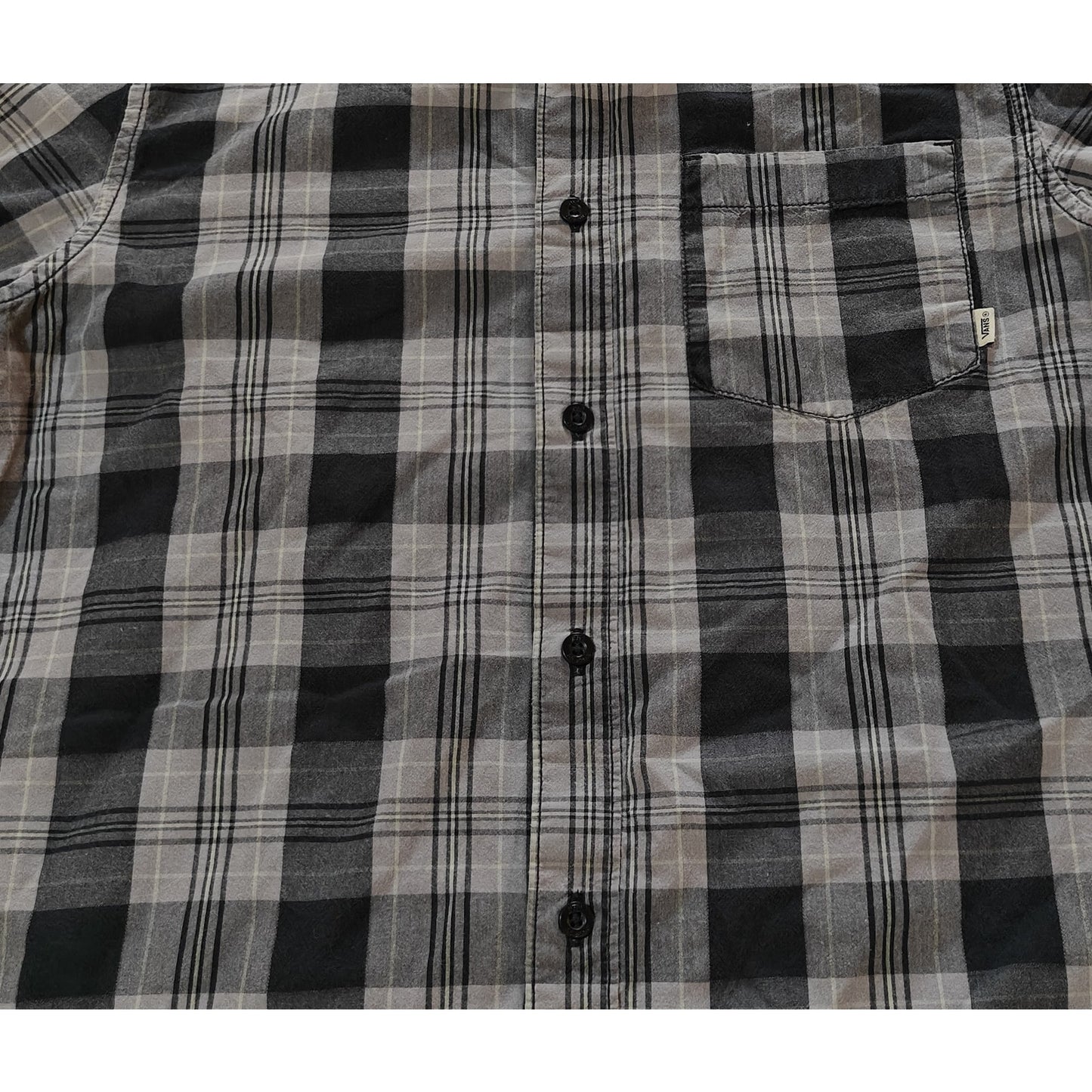 Gray and Black Plaid Button-Up Shirt