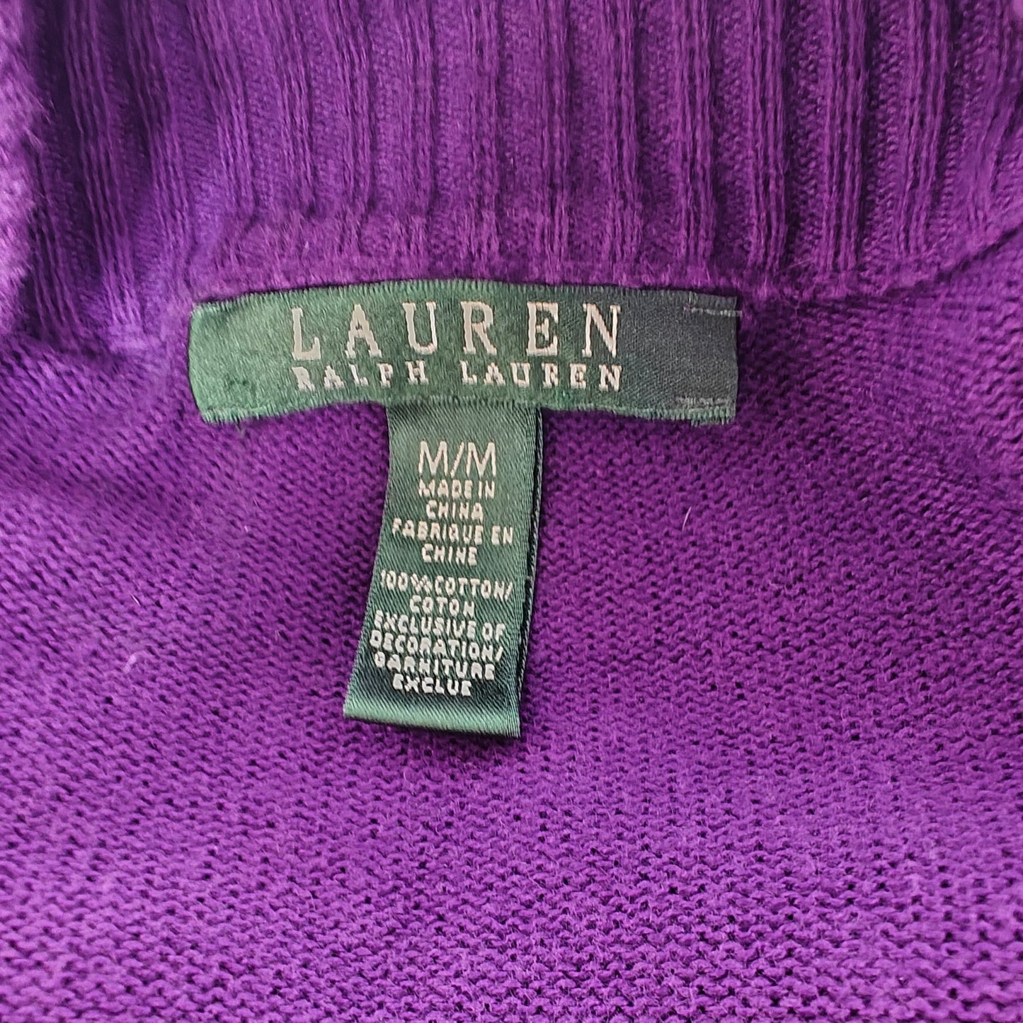 Purple Cotton Zip-Up Cardigan Sweater