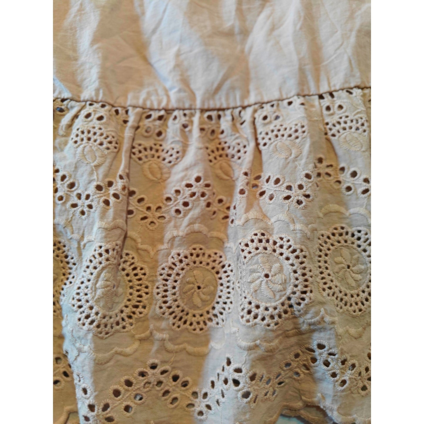 Tan Eyelet Lace Mini Skirt