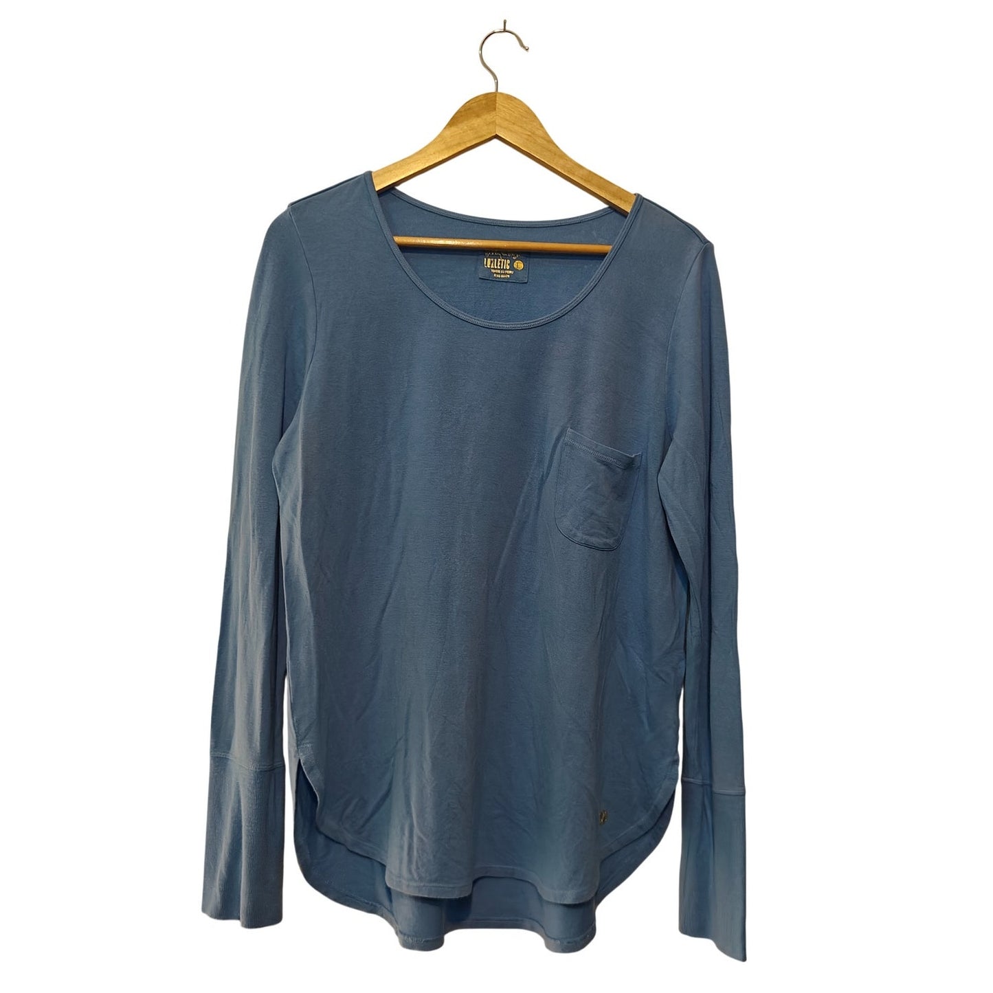 Blue Long-Sleeve Pocket Tee