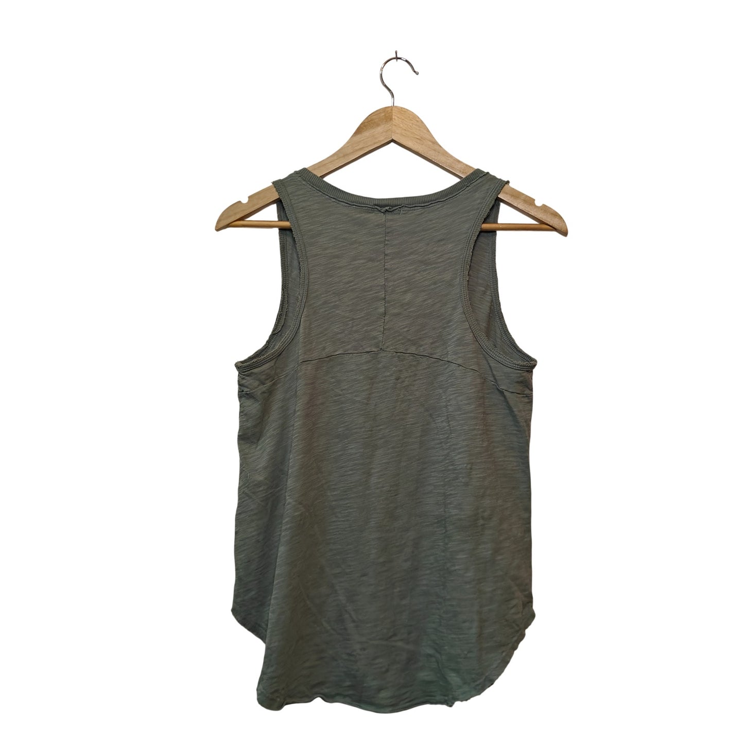 Green Slub V Neck Tank Top