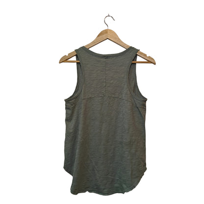Green Slub V Neck Tank Top