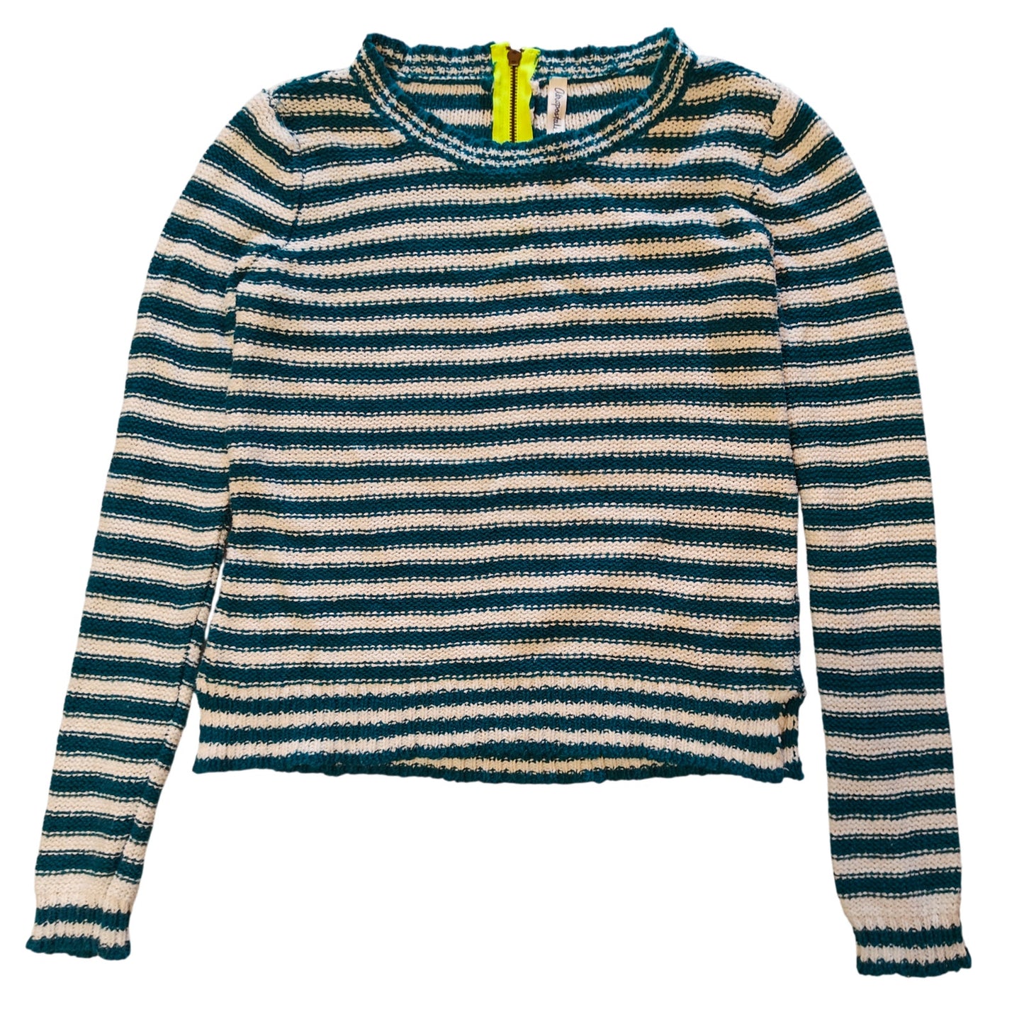 Striped Crop Teal & White Sweater