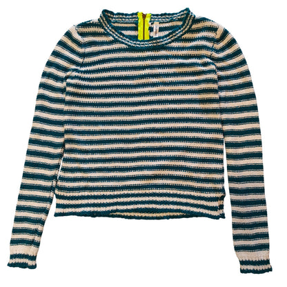 Striped Crop Teal & White Sweater