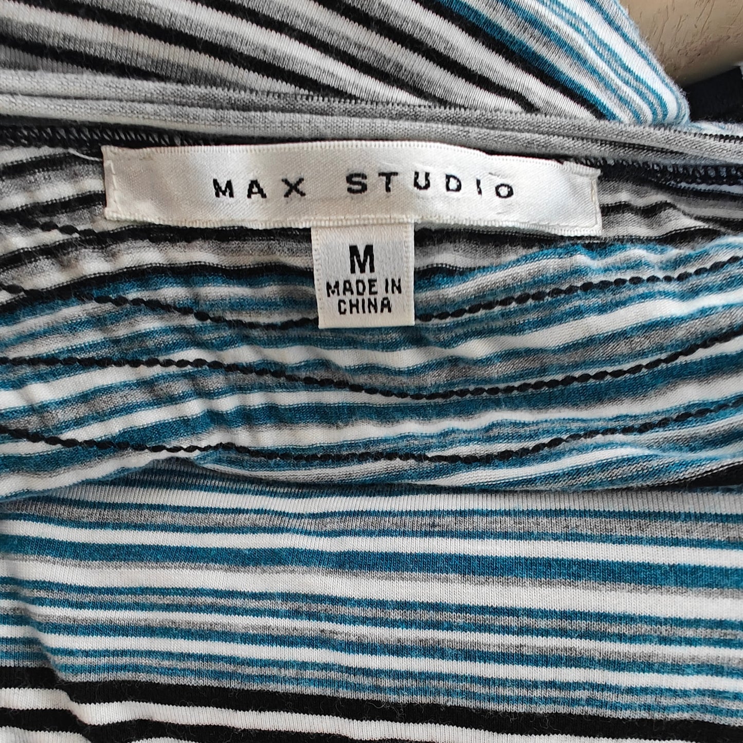 Teal and Black Max Studio Striped Knit Dress