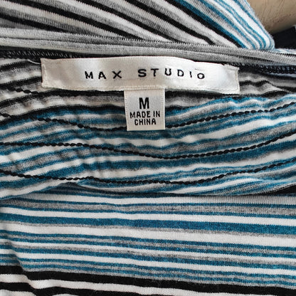 Teal and Black Max Studio Striped Knit Dress