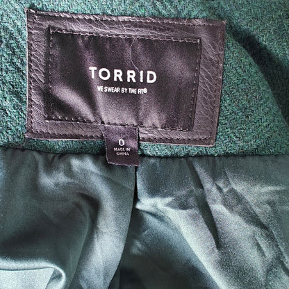Green Fit & Flare Wool Blend Coat