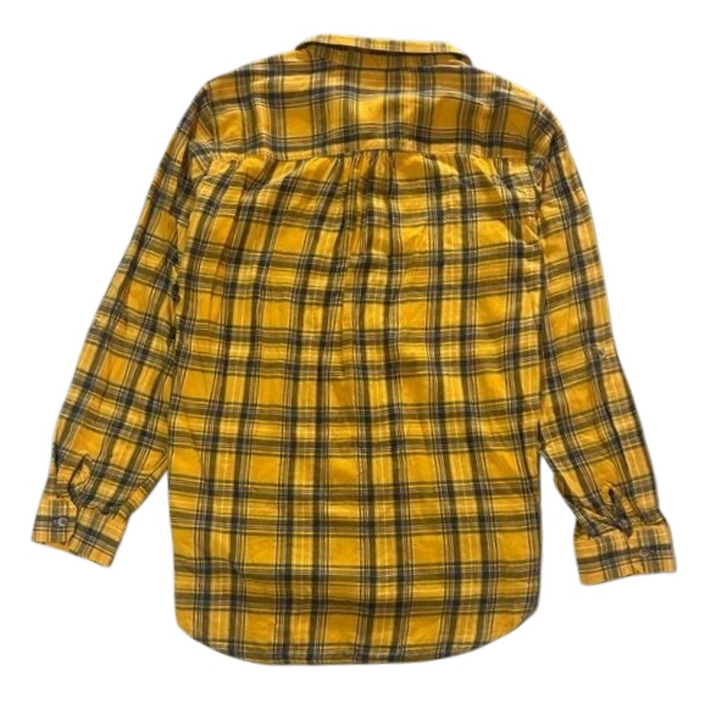 Yellow Plaid Flannel Button Front Shirt