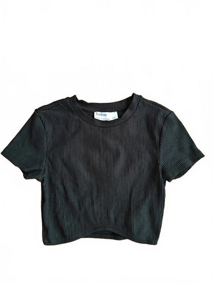 Black Fitted Crop Tee