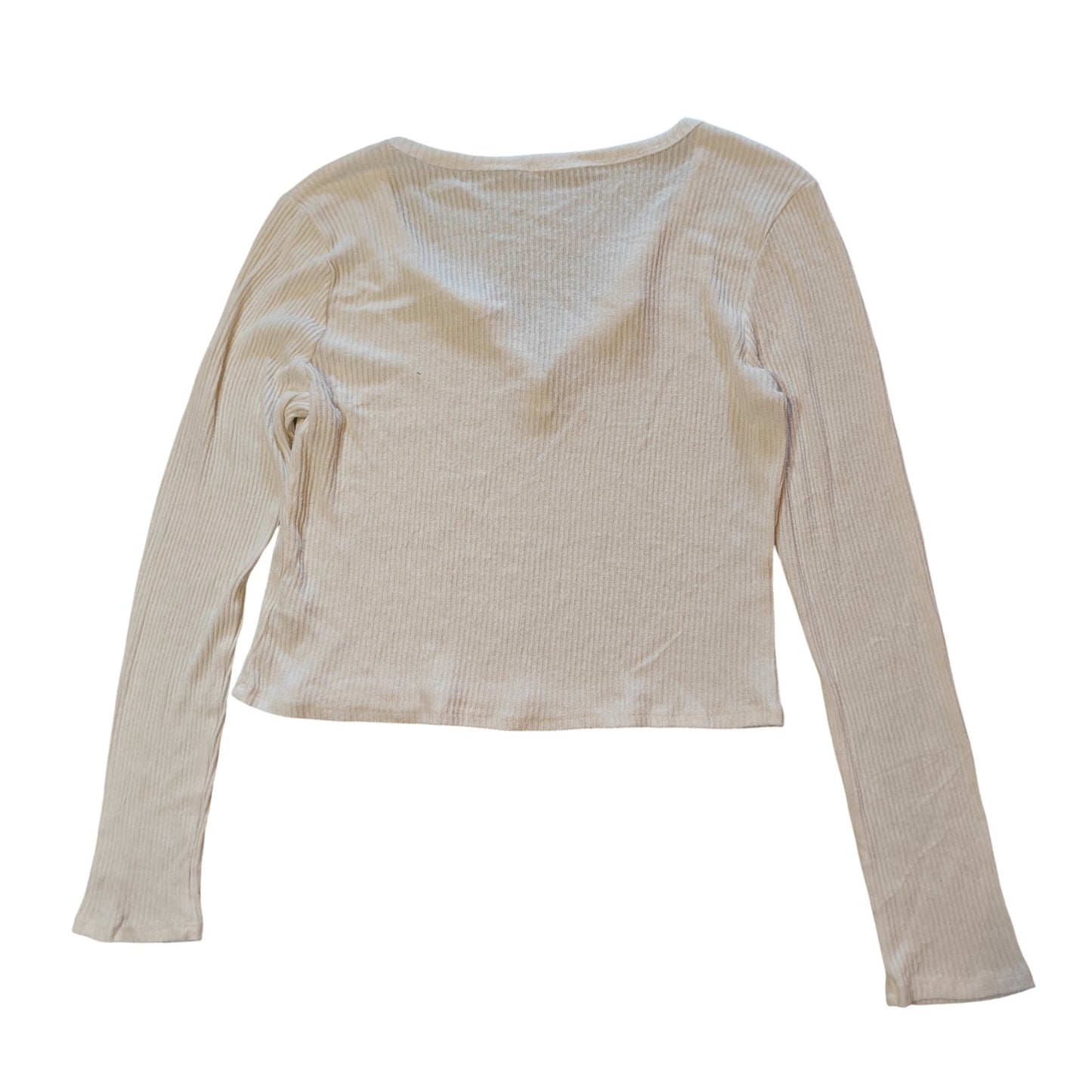Cream Ribbed Snap Henley