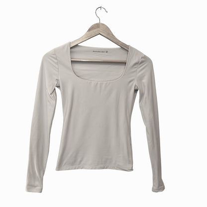 White Square Neck Long-Sleeve Top