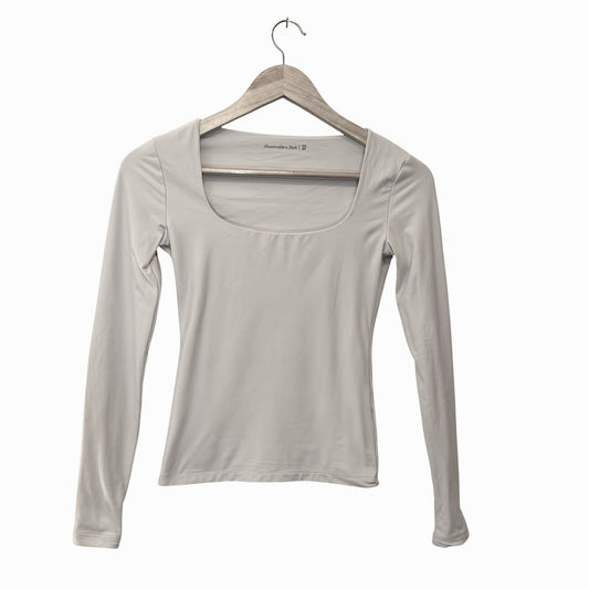 White Square Neck Long-Sleeve Top